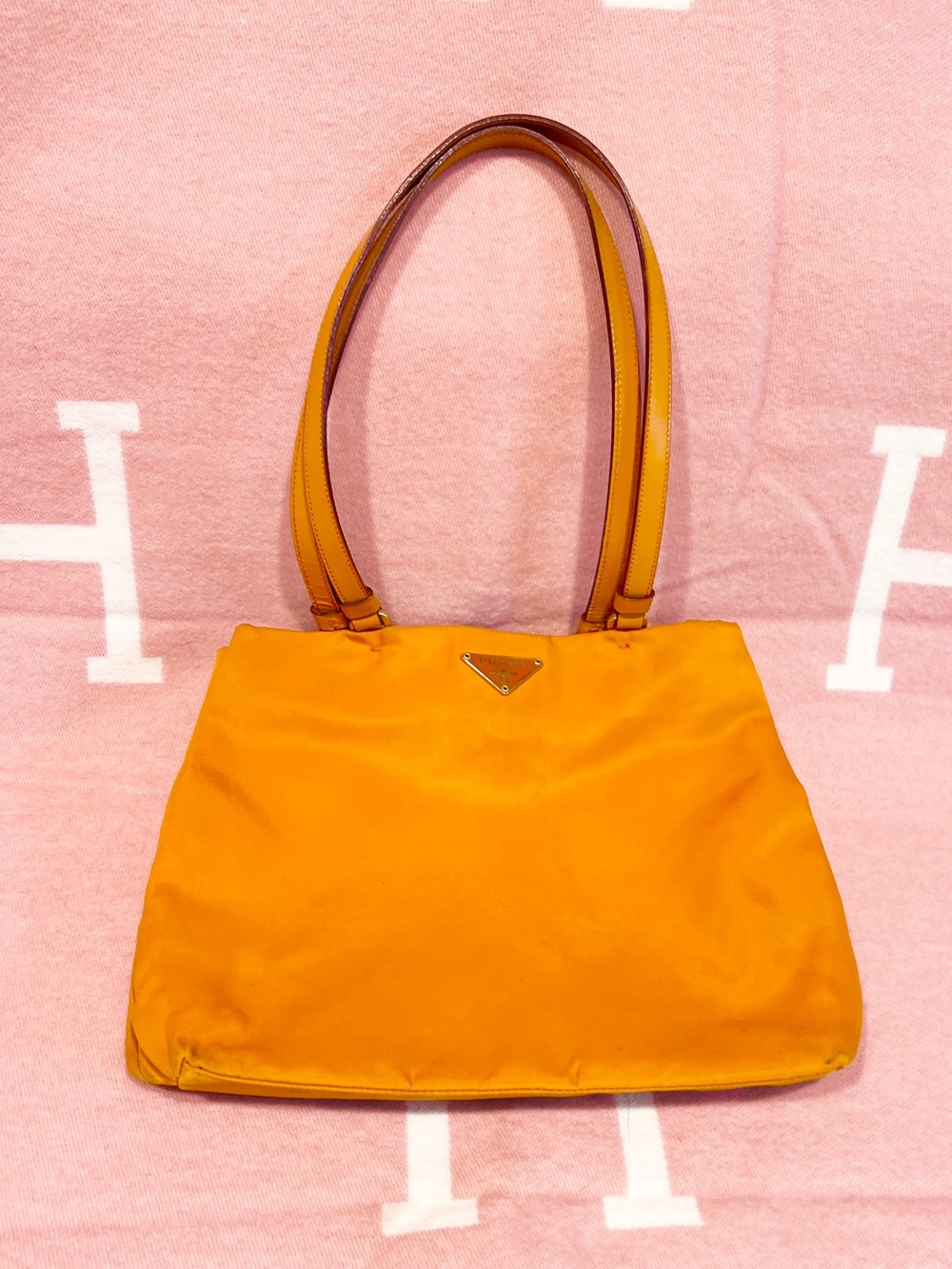 Prada🌟Orange Nylon Tessuto bag with Gold Details! 🌟Offers always welcome!